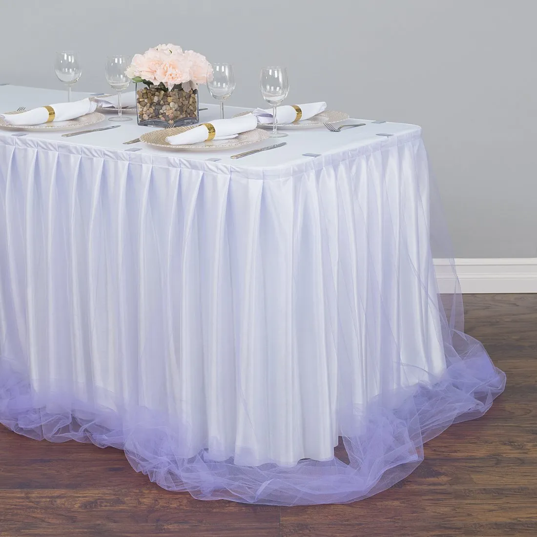 21 ft. Two Tone Tulle Chiffon Table Skirt (6 Colors)