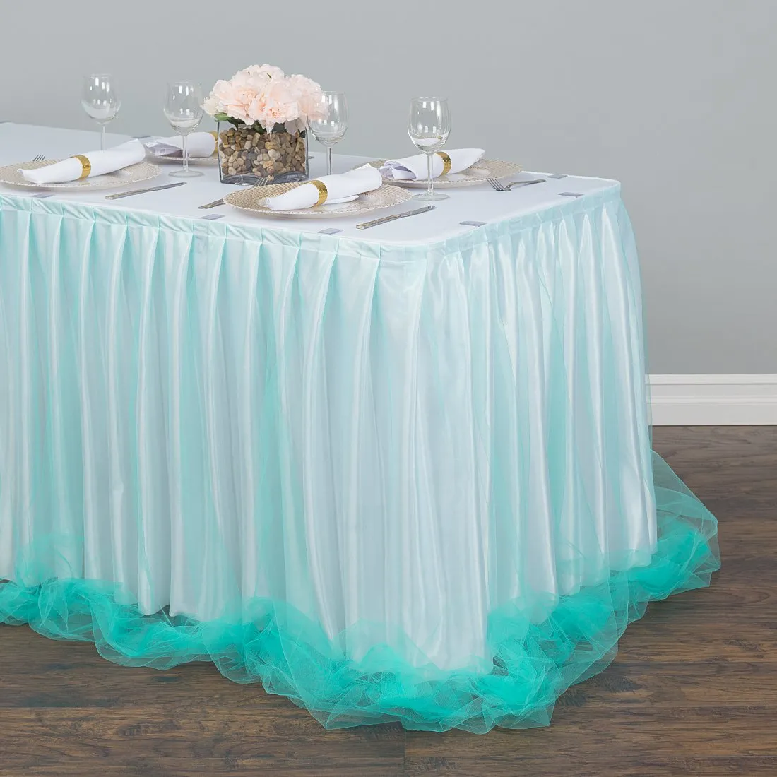 21 ft. Two Tone Tulle Chiffon Table Skirt (6 Colors)