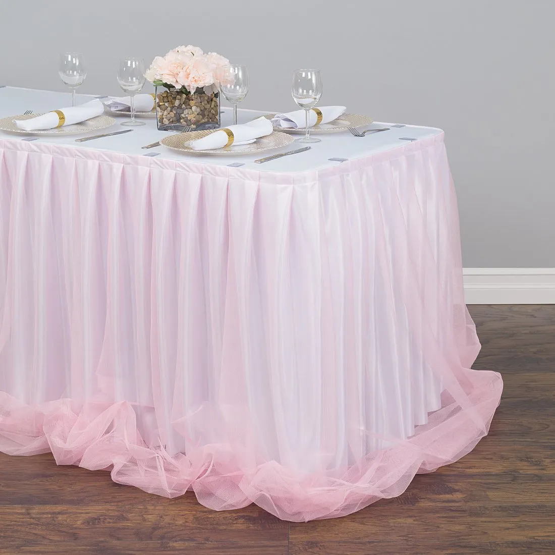 21 ft. Two Tone Tulle Chiffon Table Skirt (6 Colors)