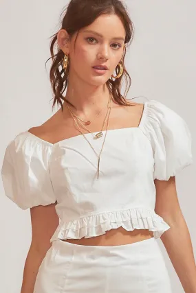 A Simple Life Balloon Sleeve Top: Off White