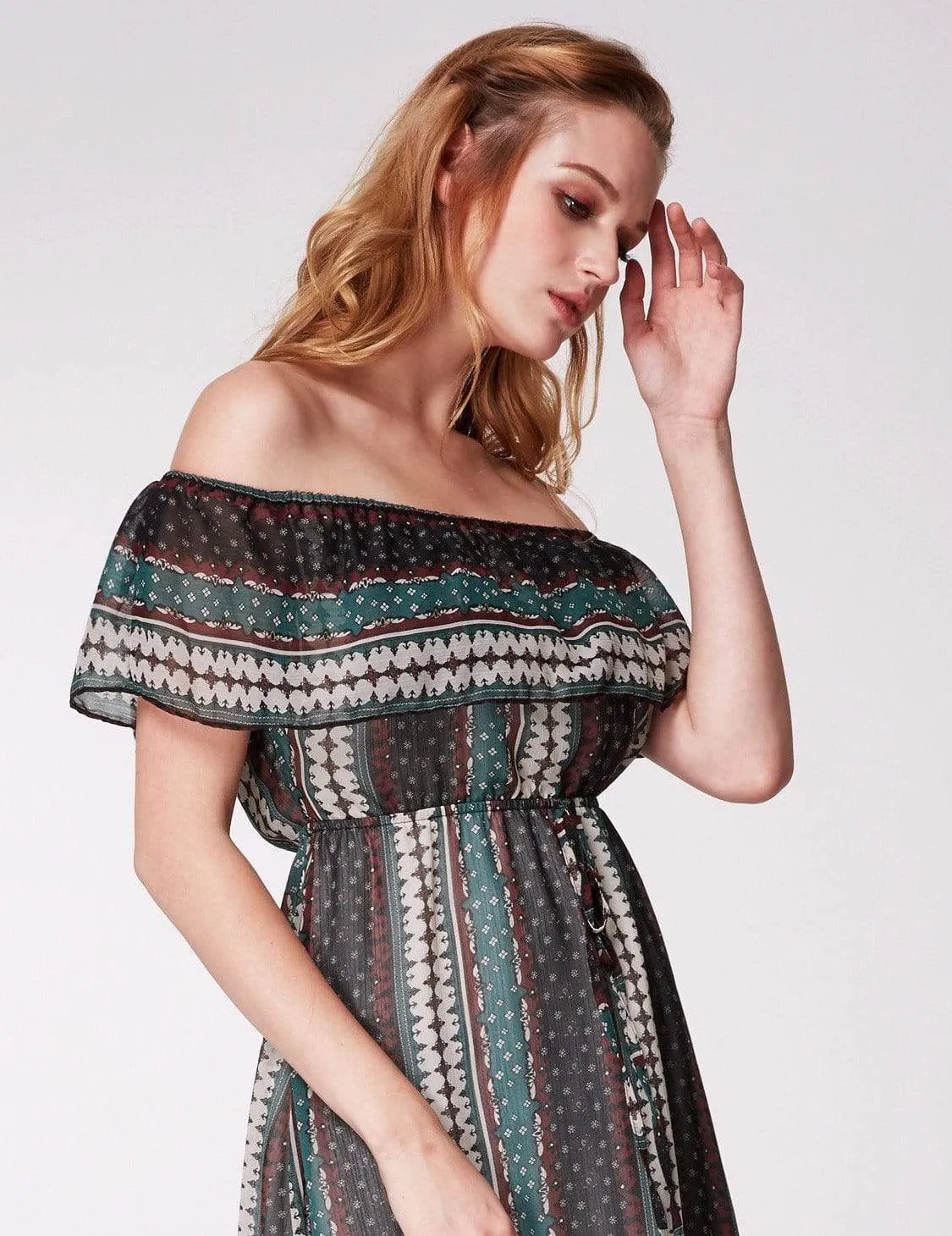 Alisa Pan Off Shoulder Printed Boho Dress