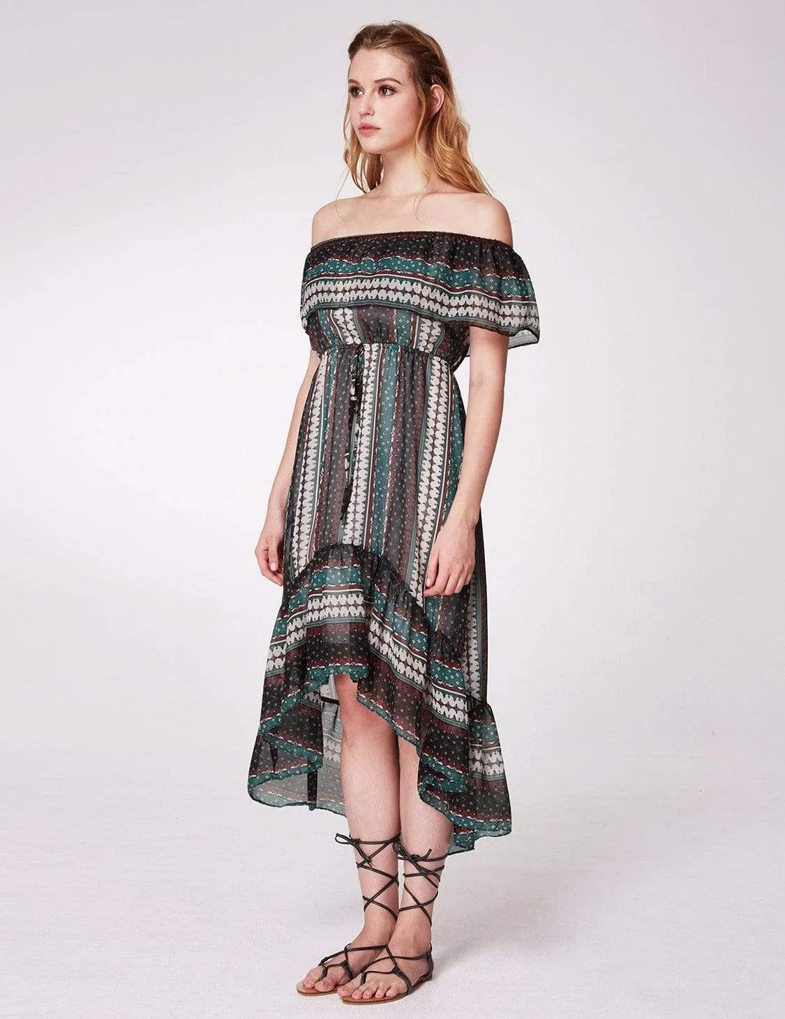 Alisa Pan Off Shoulder Printed Boho Dress