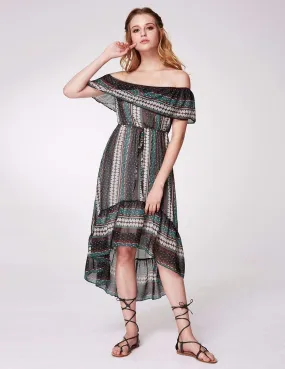 Alisa Pan Off Shoulder Printed Boho Dress