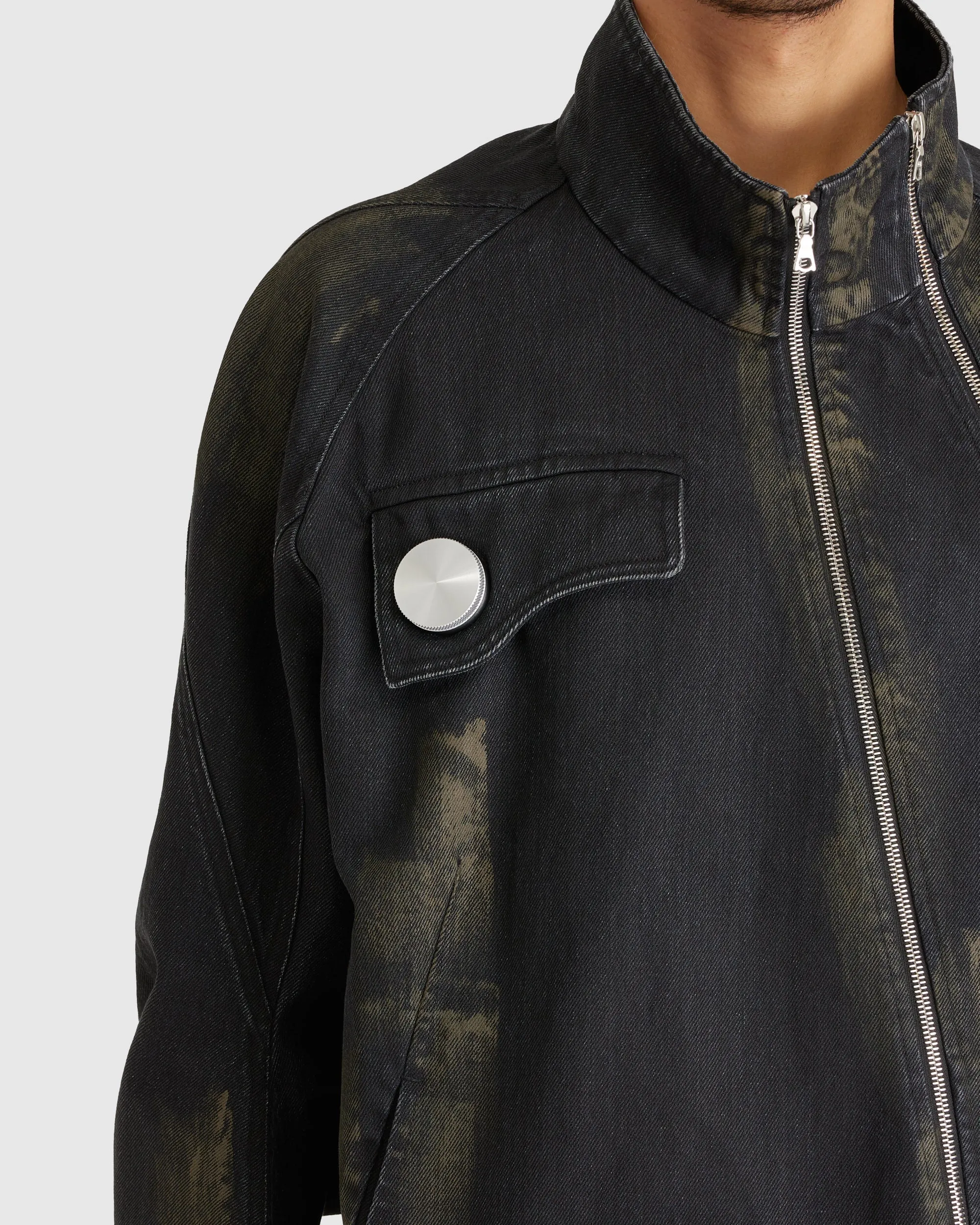 Articulated Sleeve Jacket Mud Denim