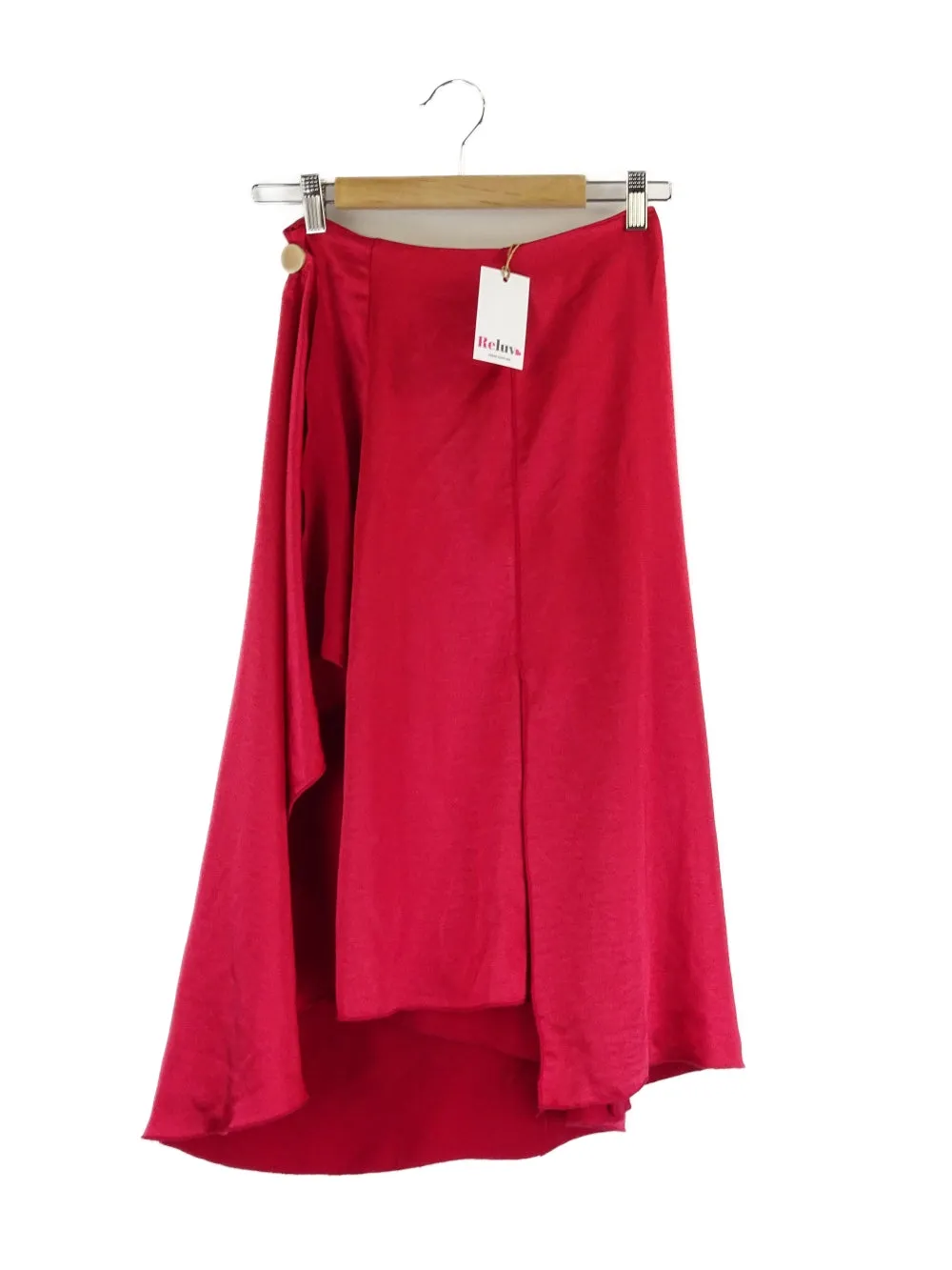 Atmos & Here Red Midi Wrap Skirt 6