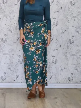 Belize Wrap Skirt Emerald Floral