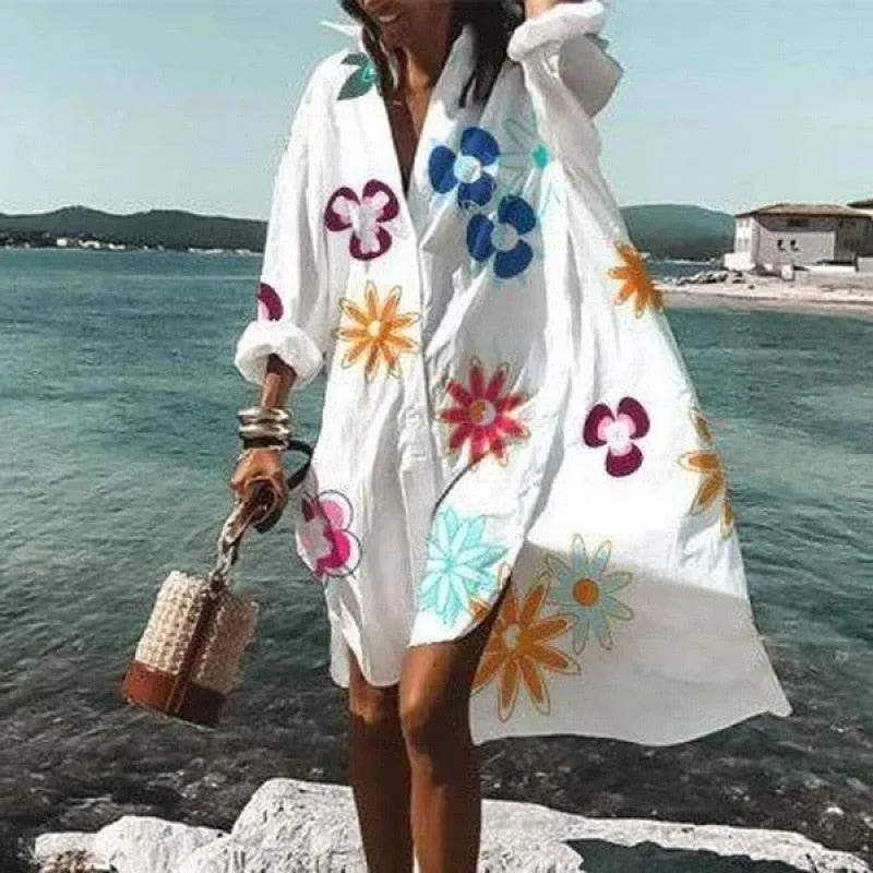 Bohemian long Sleeve Loose Summer Dress