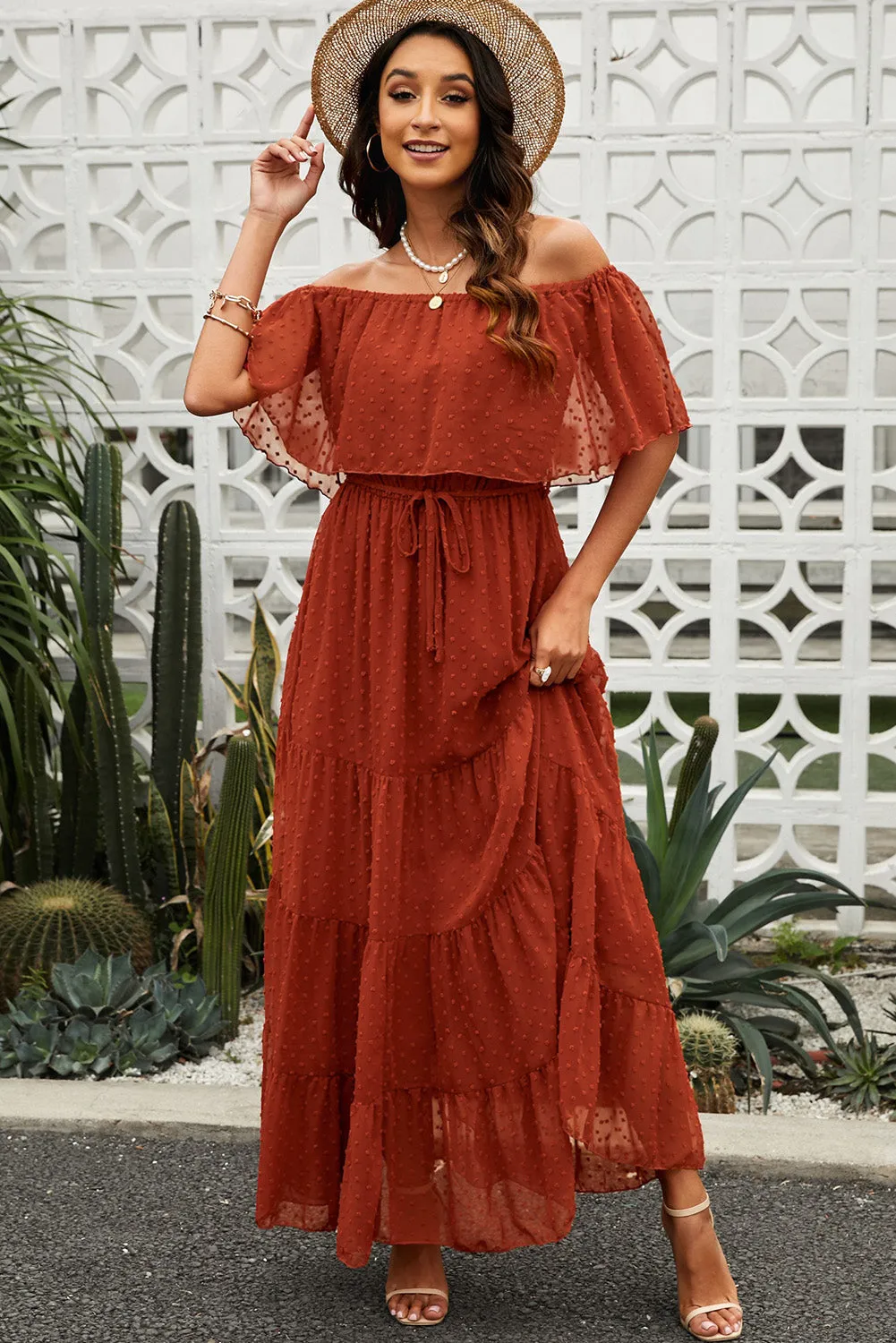 Boho Swiss Dot Tiered Maxi Dress