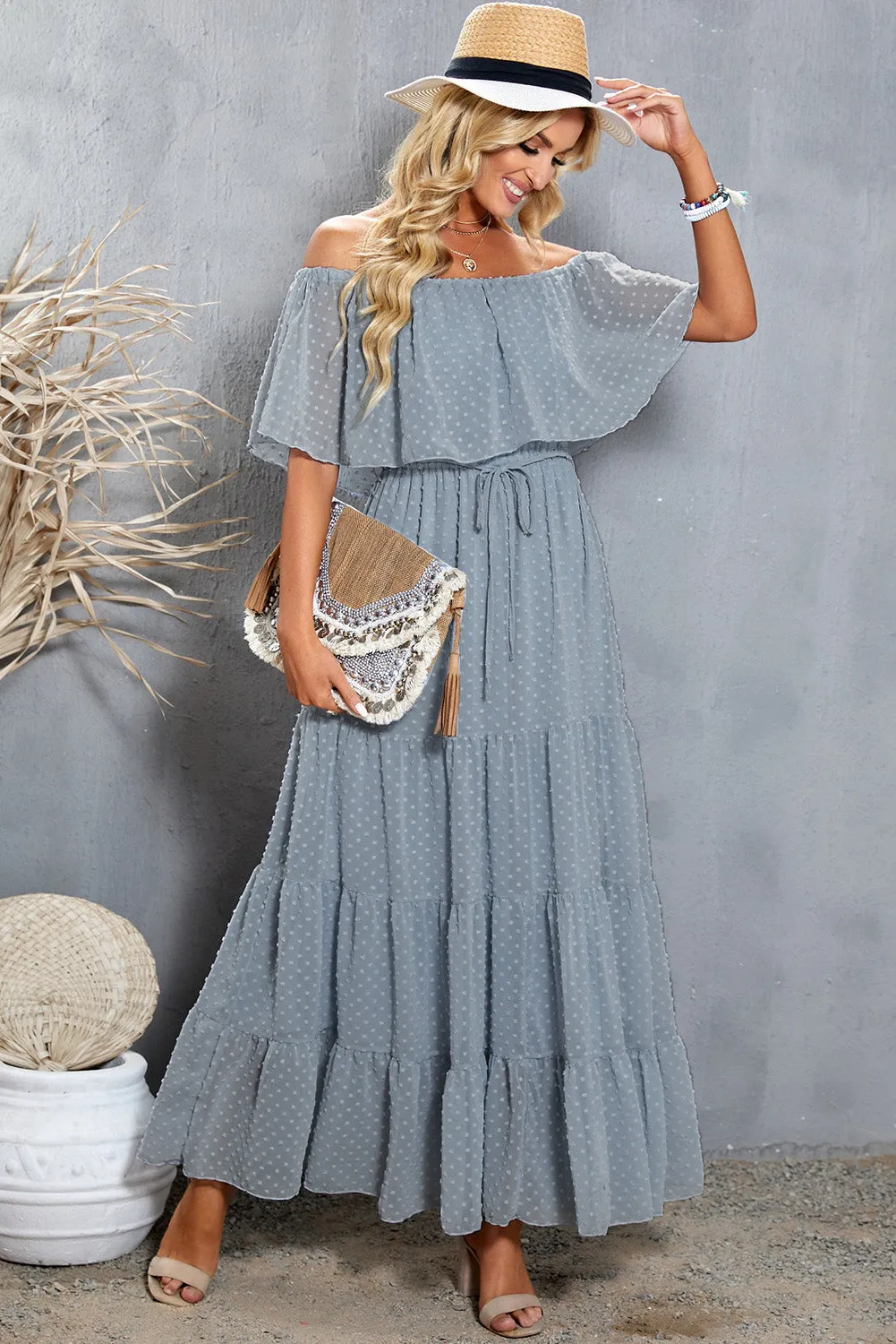 Boho Swiss Dot Tiered Maxi Dress