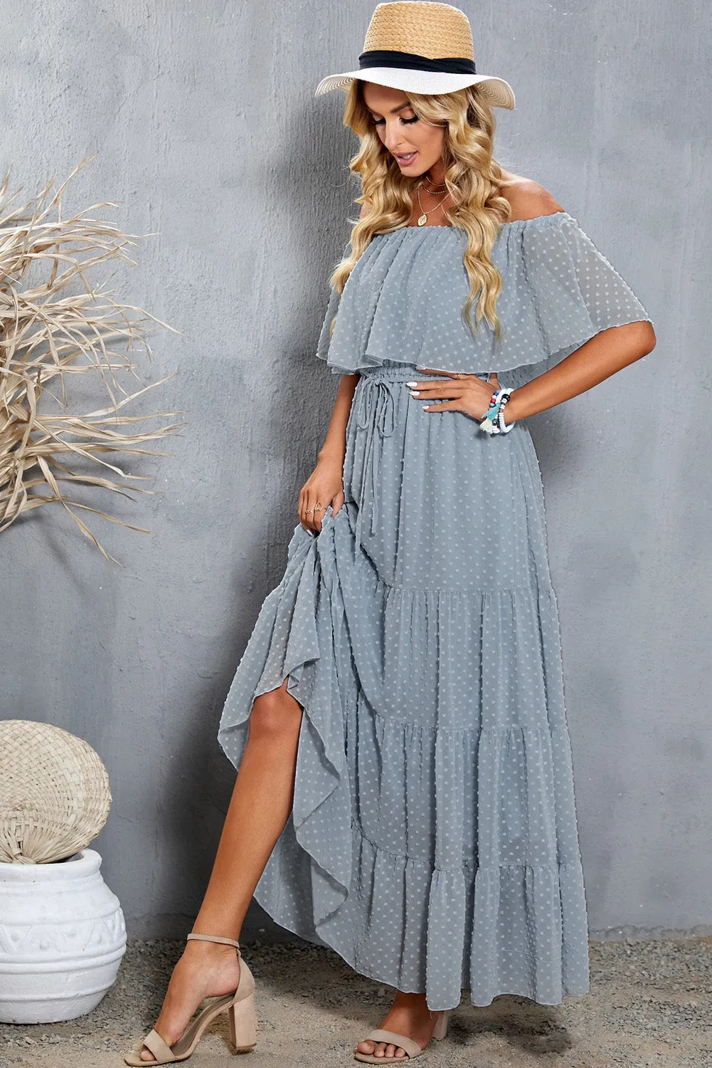 Boho Swiss Dot Tiered Maxi Dress