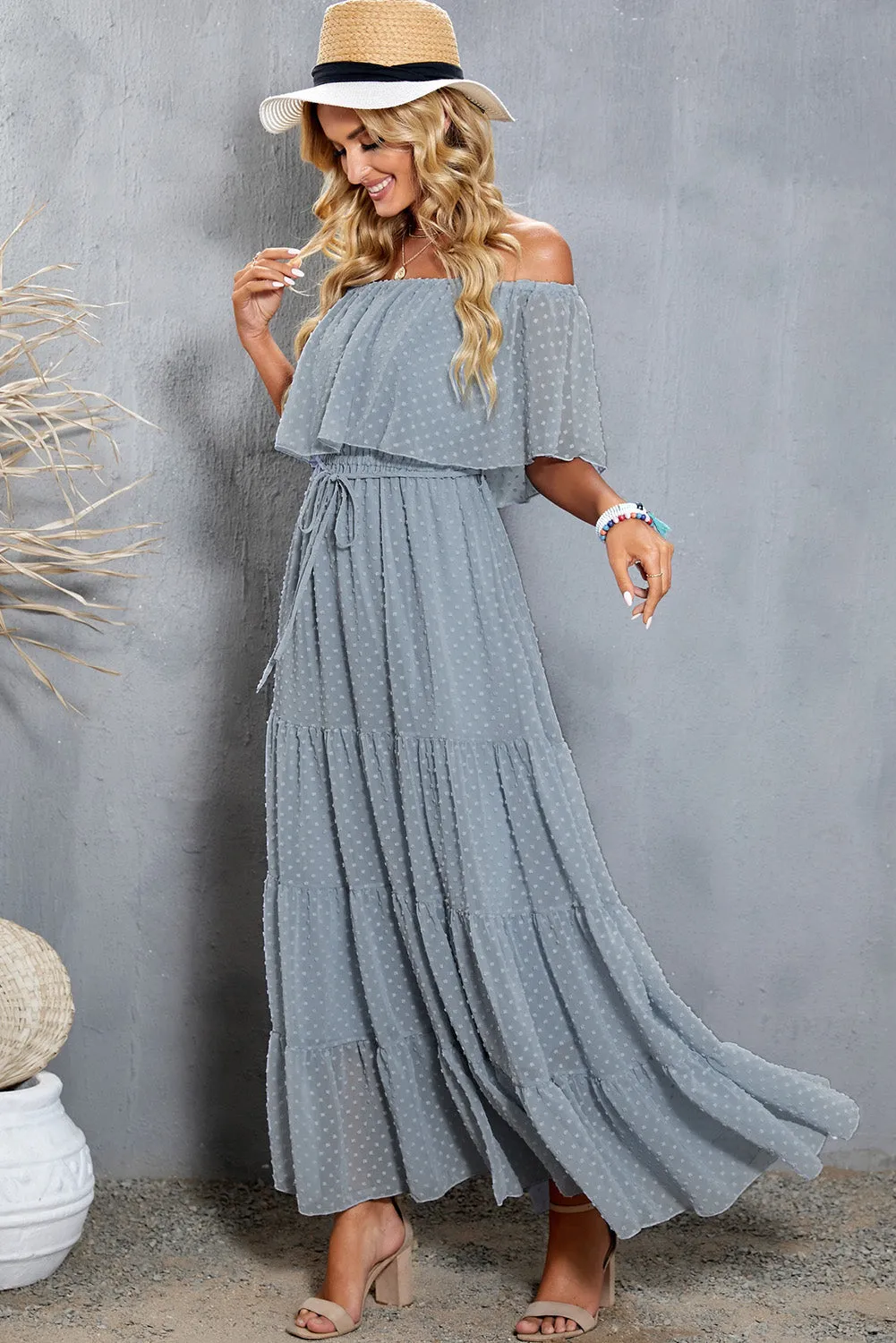 Boho Swiss Dot Tiered Maxi Dress