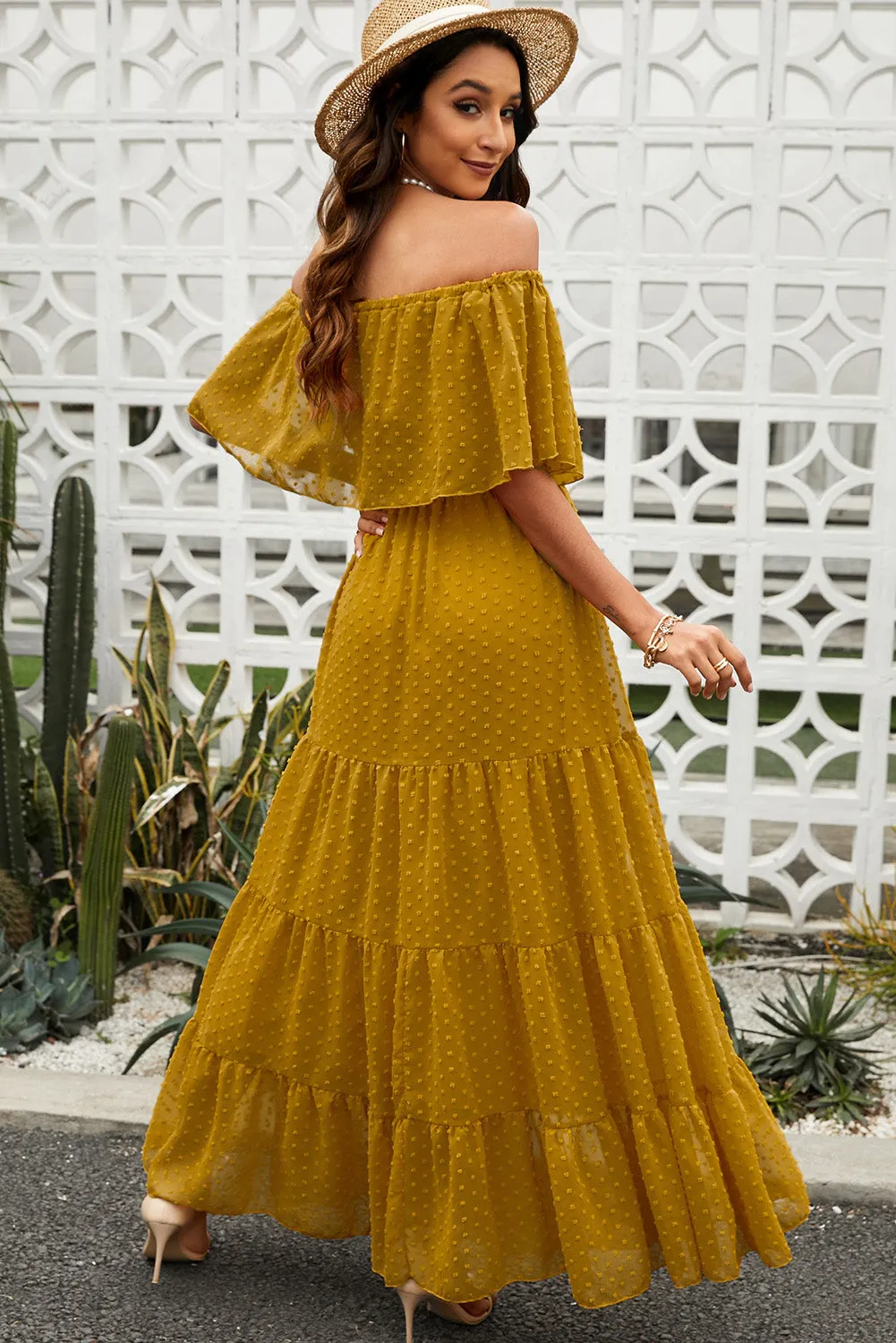 Boho Swiss Dot Tiered Maxi Dress