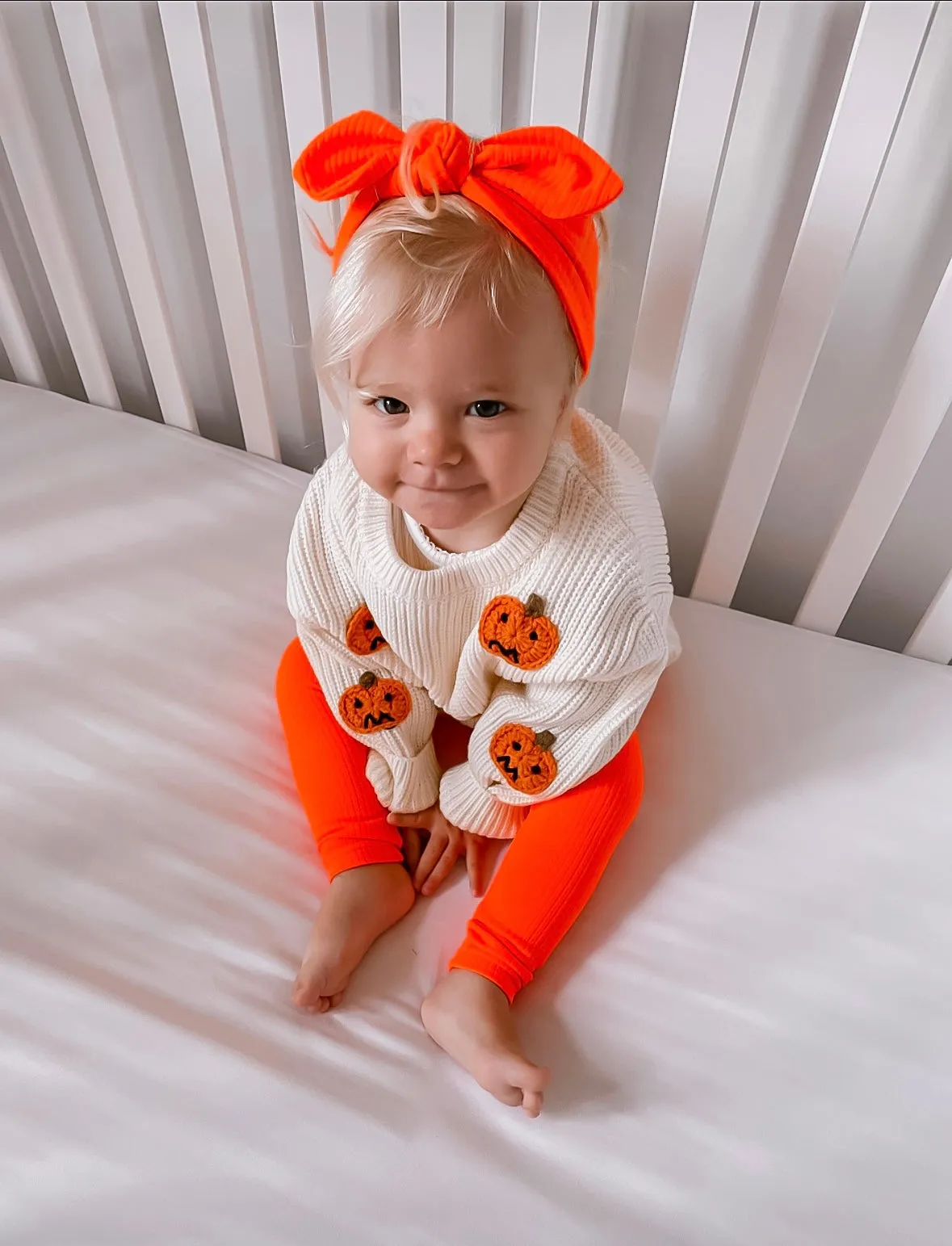 Bright Orange Ribbed Leggings