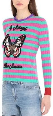 Butterfly-Embroidered Knit Sweater - Multi Colored