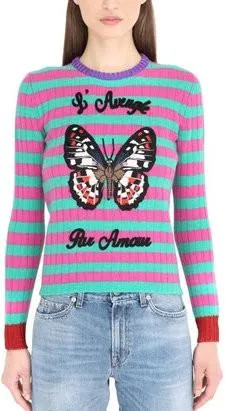 Butterfly-Embroidered Knit Sweater - Multi Colored