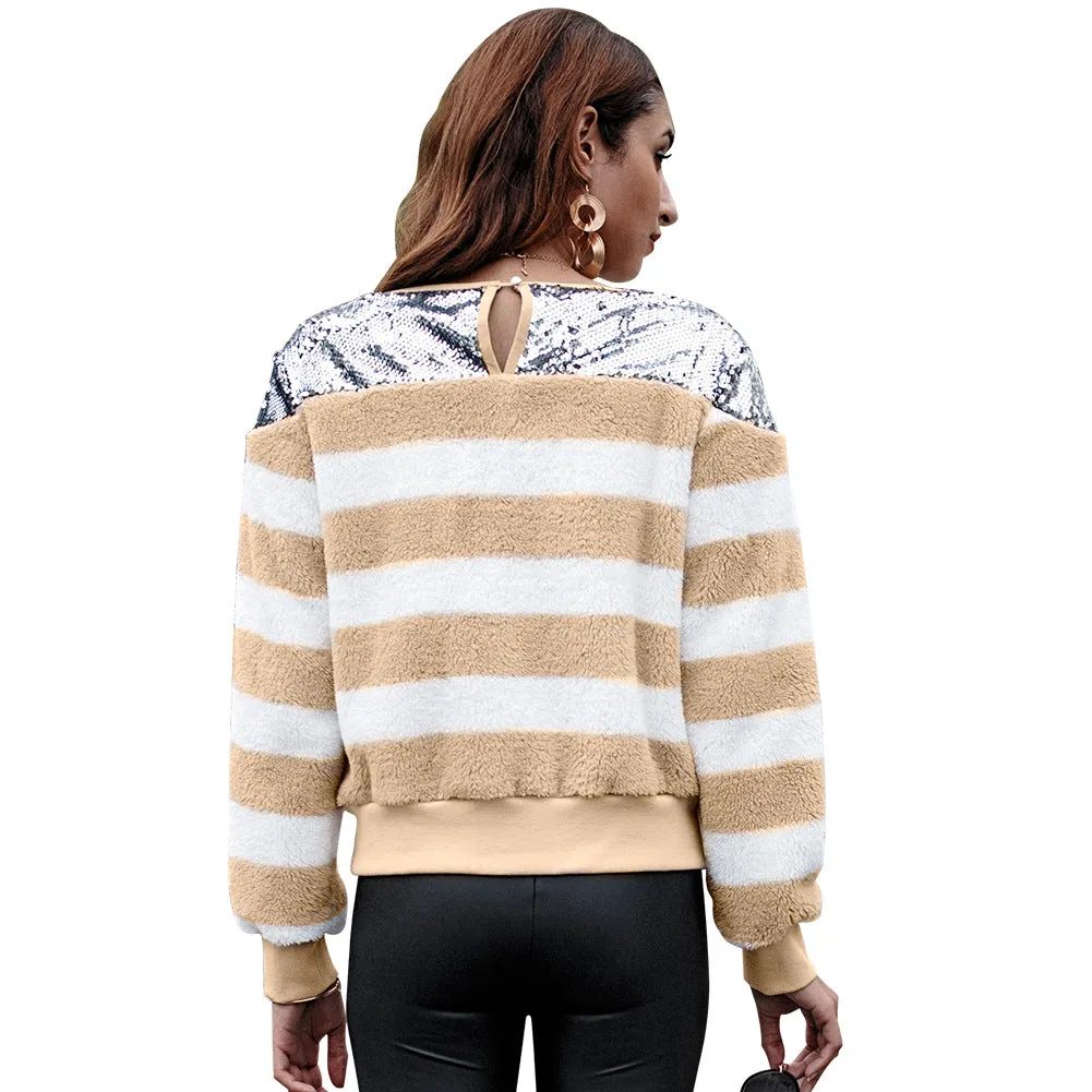 Casual O-Neck Striped Long Sleeve Knitting Sweaters