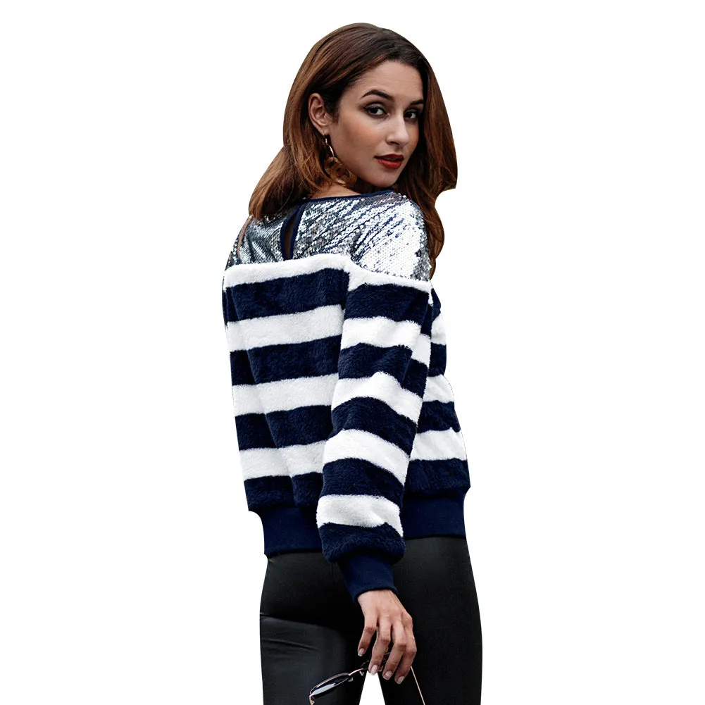 Casual O-Neck Striped Long Sleeve Knitting Sweaters