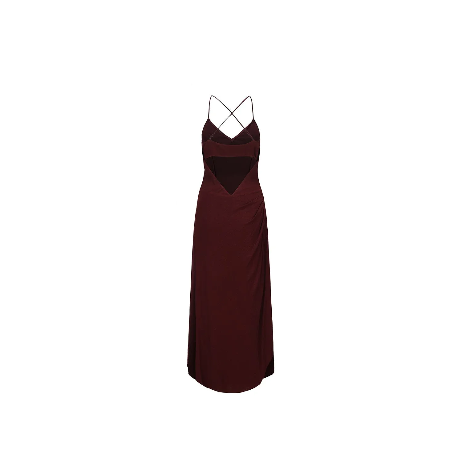 Dark Red Knitted Scoop Neck Maxi Dress