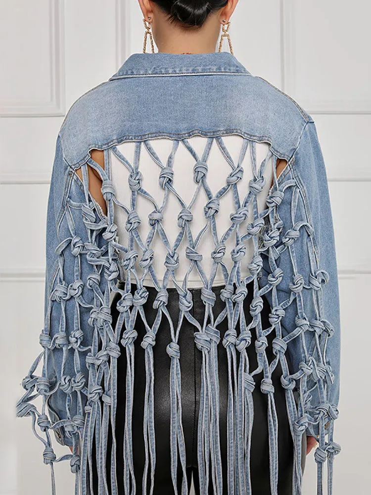 Denim Long Sleeves Tassels Short Coats