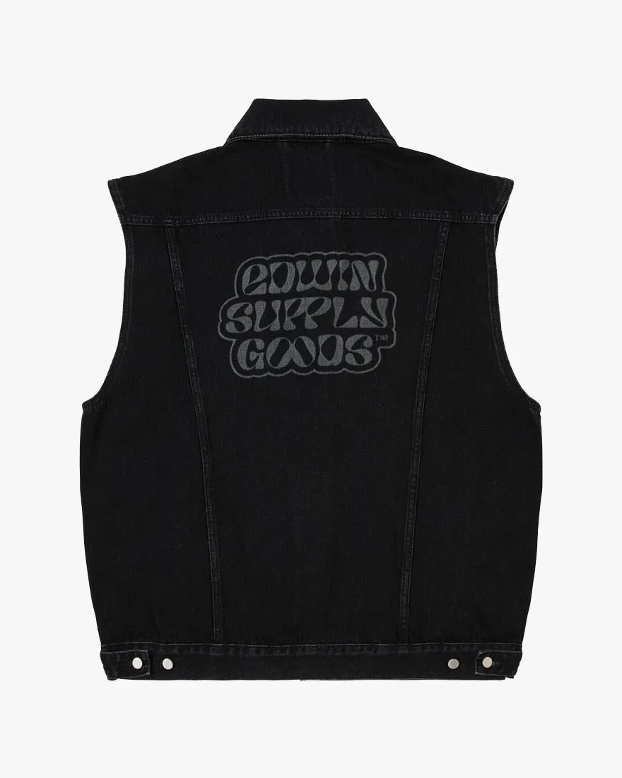 Edwin Jolien Denim Vest - Black Dark Marble Wash