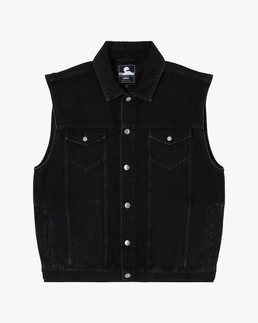 Edwin Jolien Denim Vest - Black Dark Marble Wash