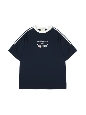 [EM] AEIOU T-Shirt Collection NAVY BLUE