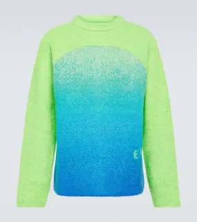 Erl Rainbow Knit Mohair Blend Sweater, Green