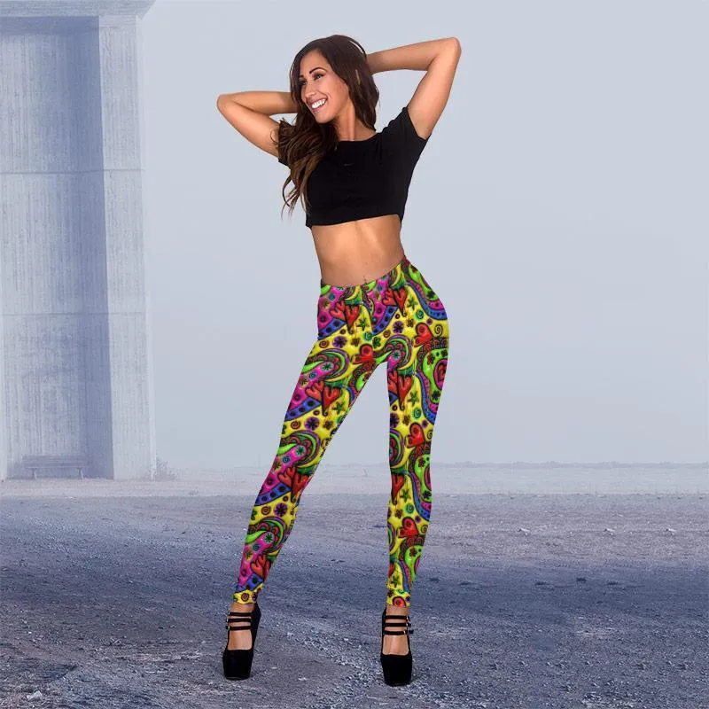 Fashionable Comfy Colorful Leggings- Hearts 3