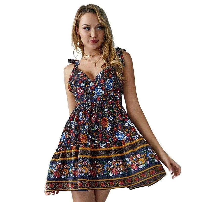 FashionSierra - Women Boho Strappy Backless Casual Sundress