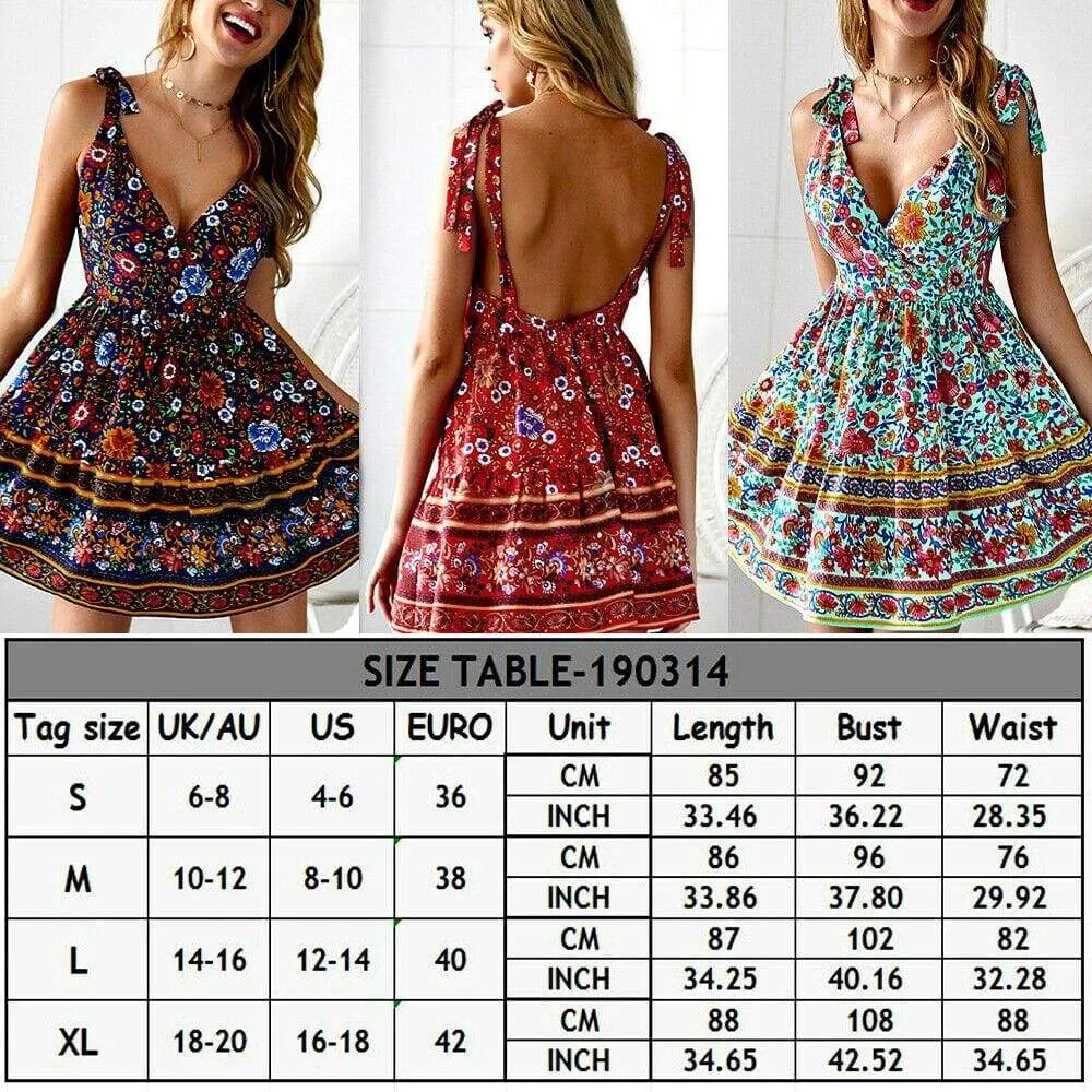 FashionSierra - Women Boho Strappy Backless Casual Sundress