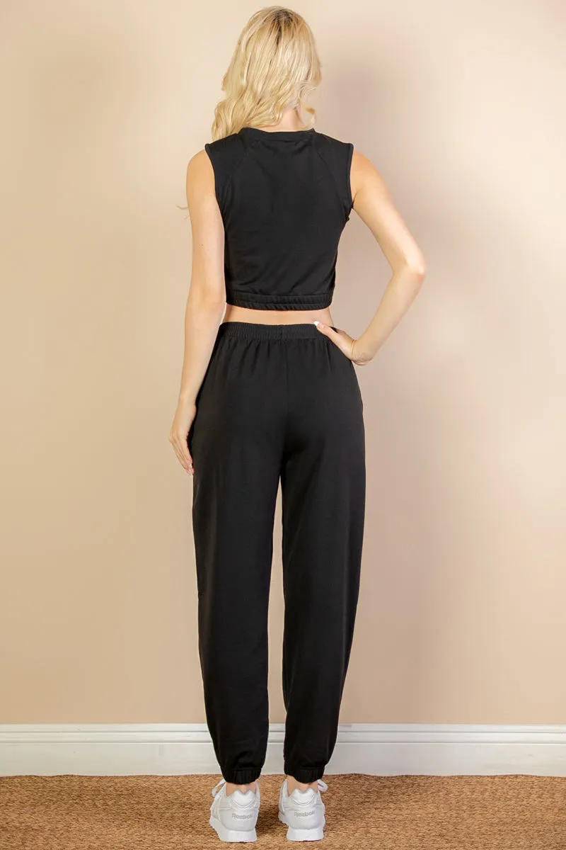 French Terry Elastic Waist Tank Top & Joggers Set (CAPELLA)