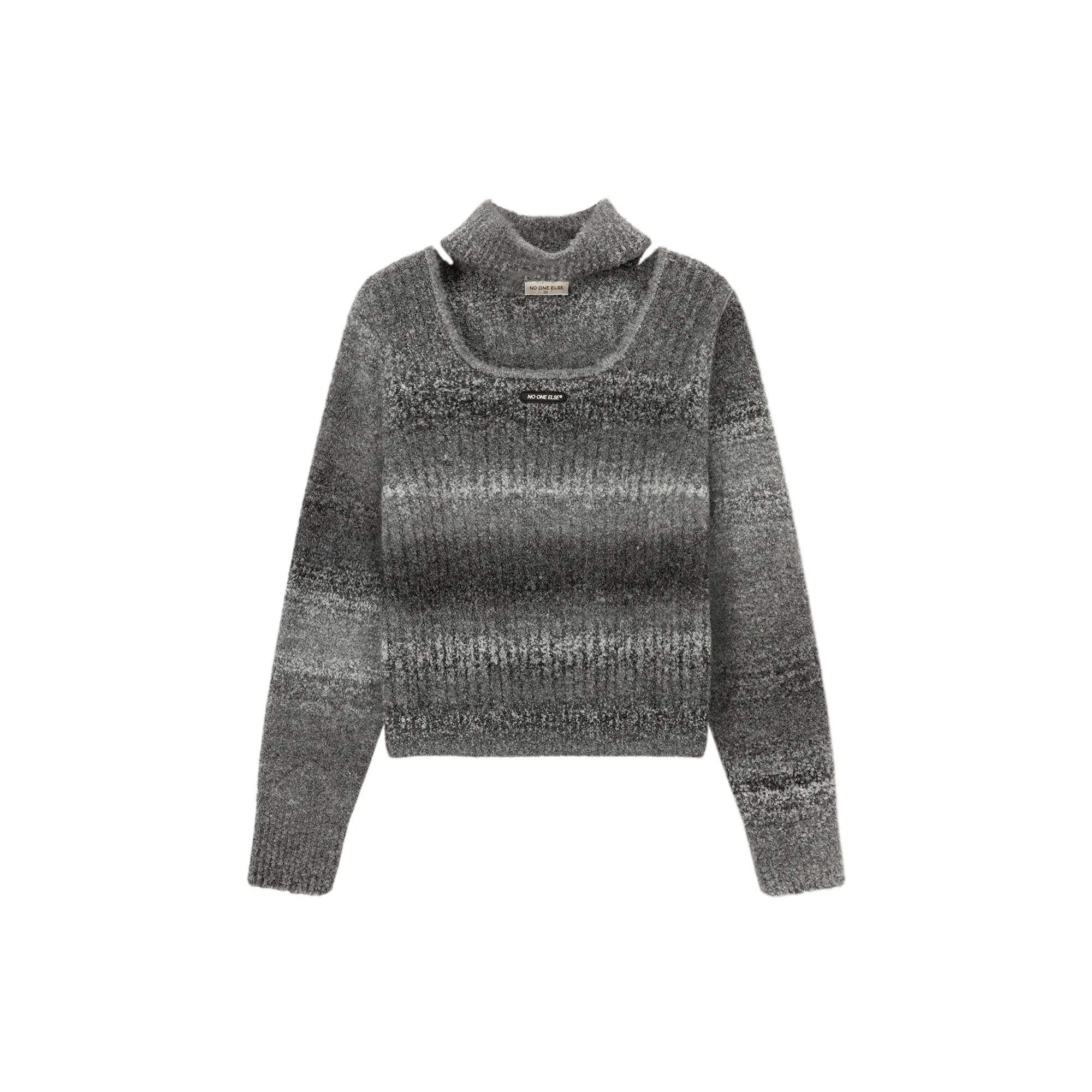 Front Cut Out High Neck Knit Sweater