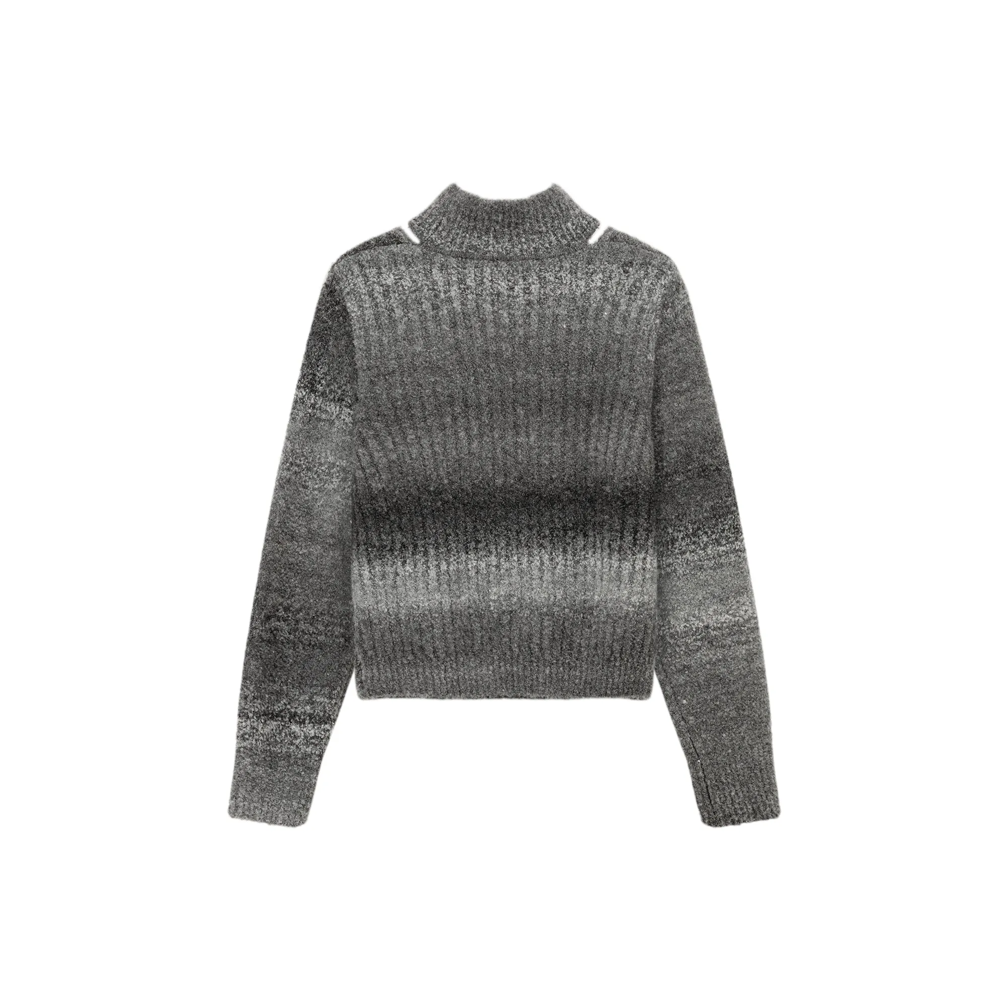 Front Cut Out High Neck Knit Sweater