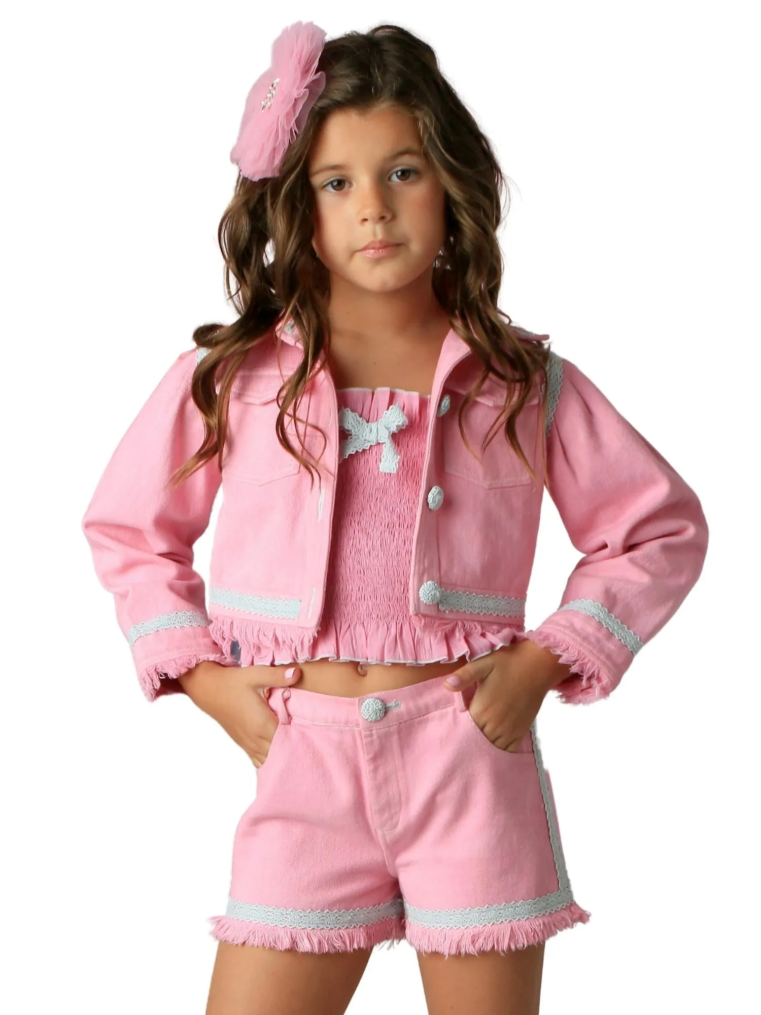 Girls Pink Denim Jacket, Sizes 12M-14