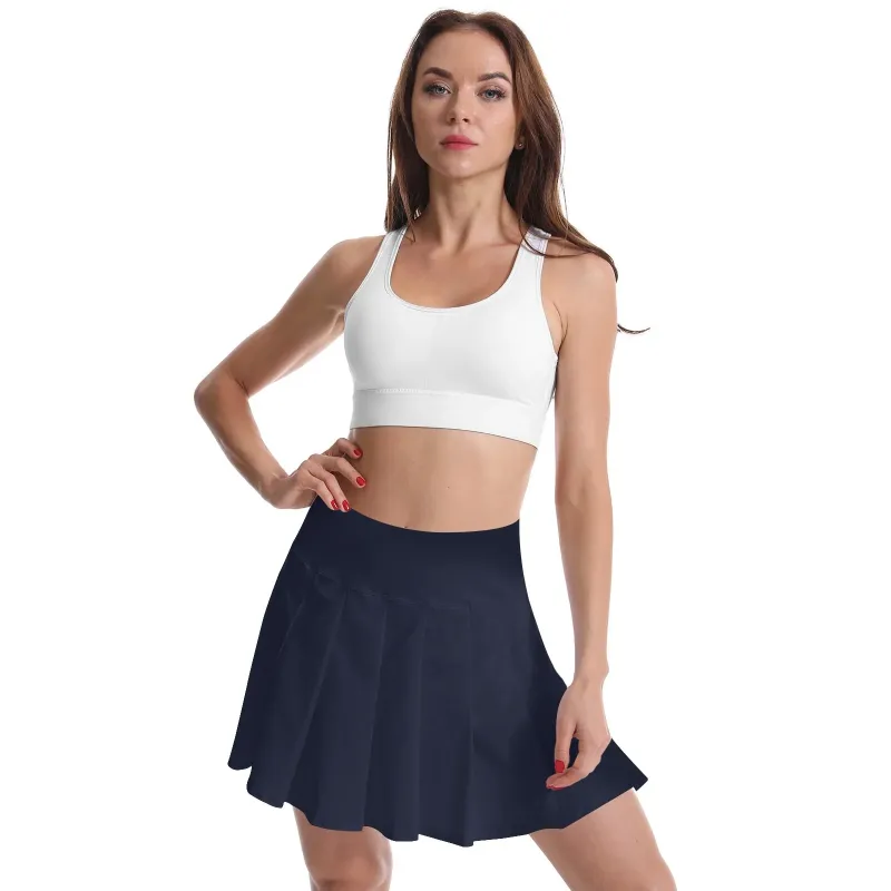 Golf Women's Tennis Skirts Pleated High Waisted Grey