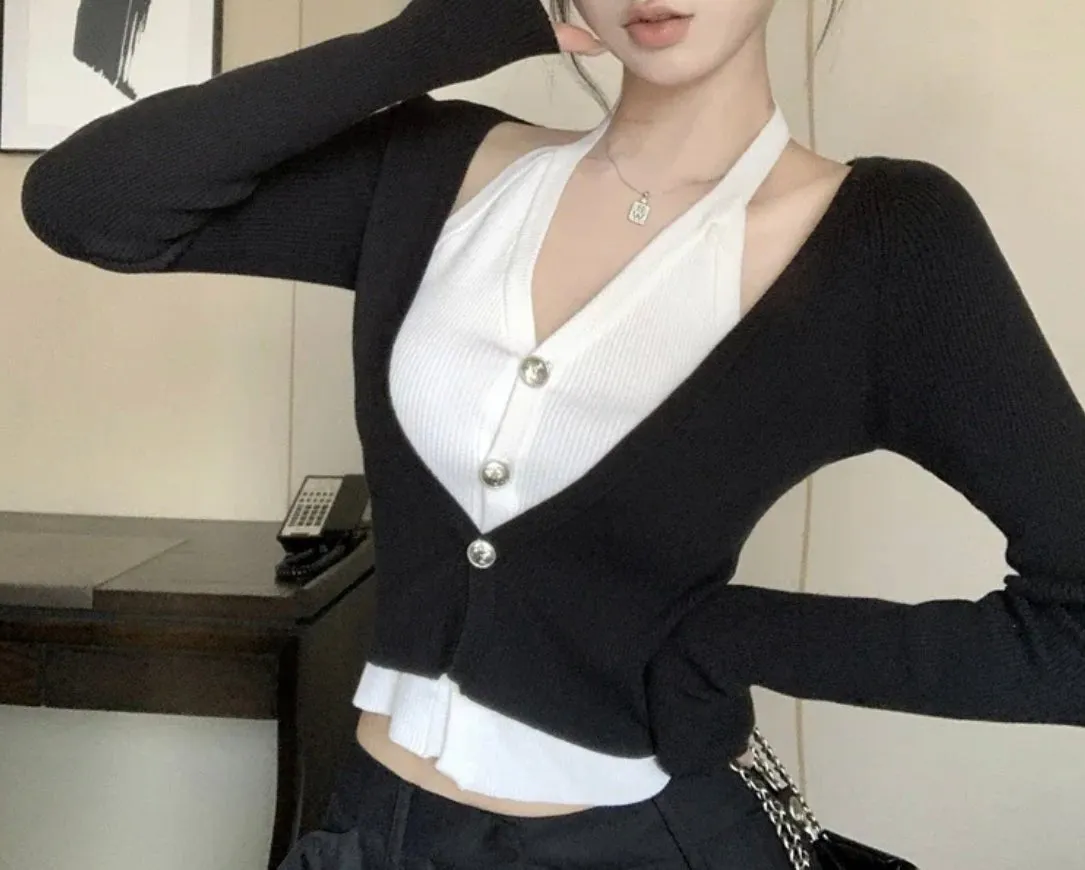 halter cardigan knit