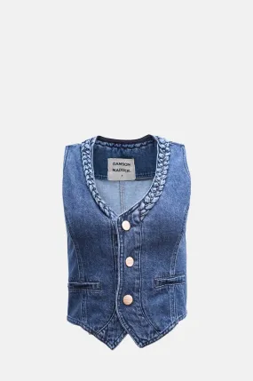 Isla Denim Waistcoat Vintage Wash Blue