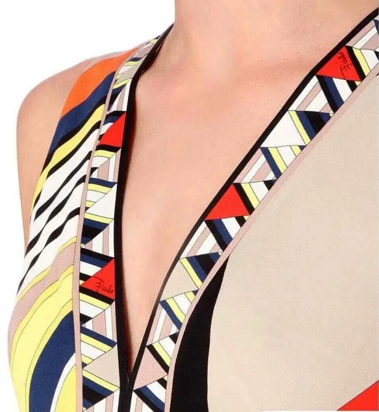 Multicolor Abstract-print Stretch-crepe Long Maxi Dress