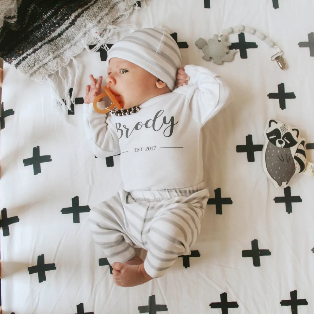 Newborn Established Bundle | Gray White Stripe