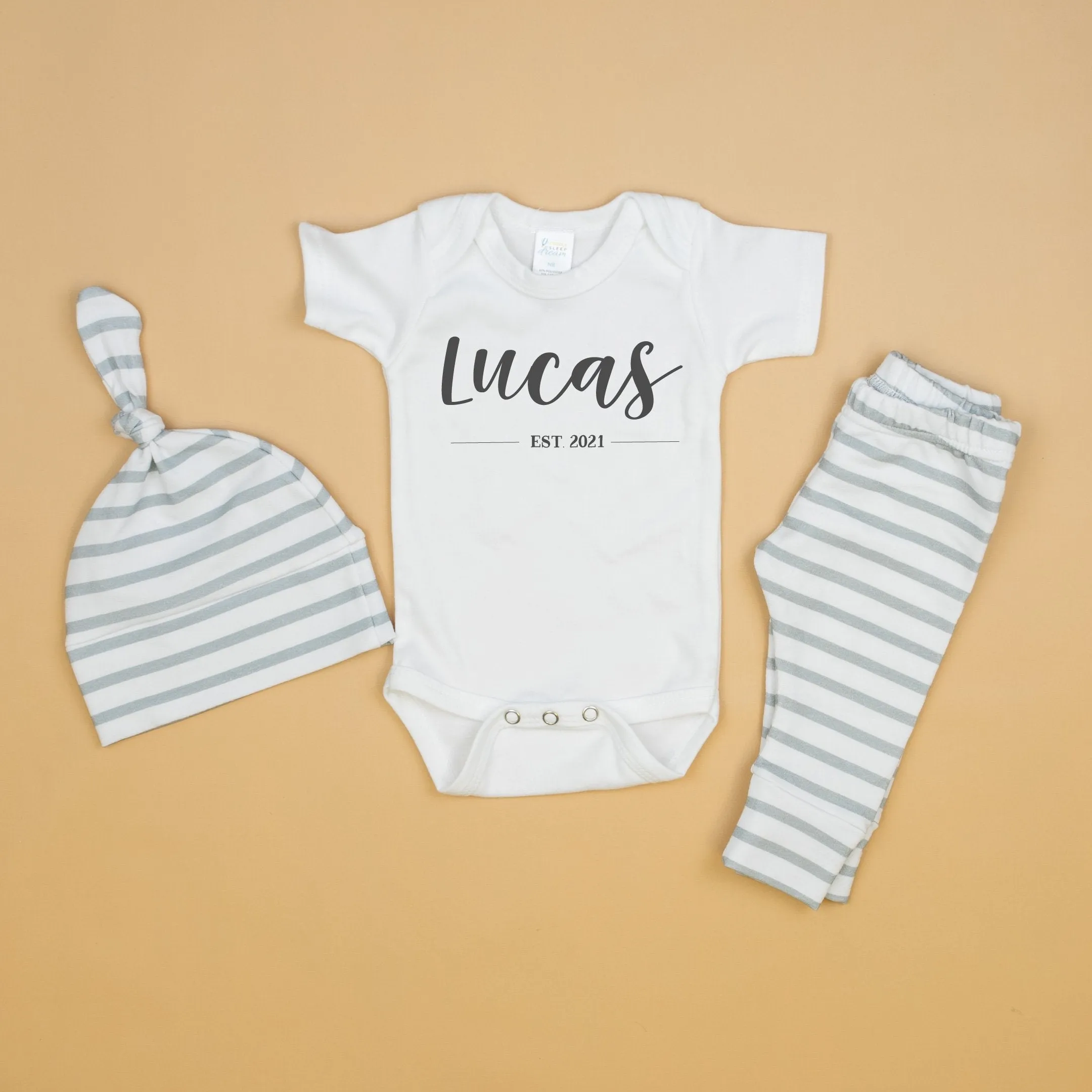 Newborn Established Bundle | Gray White Stripe