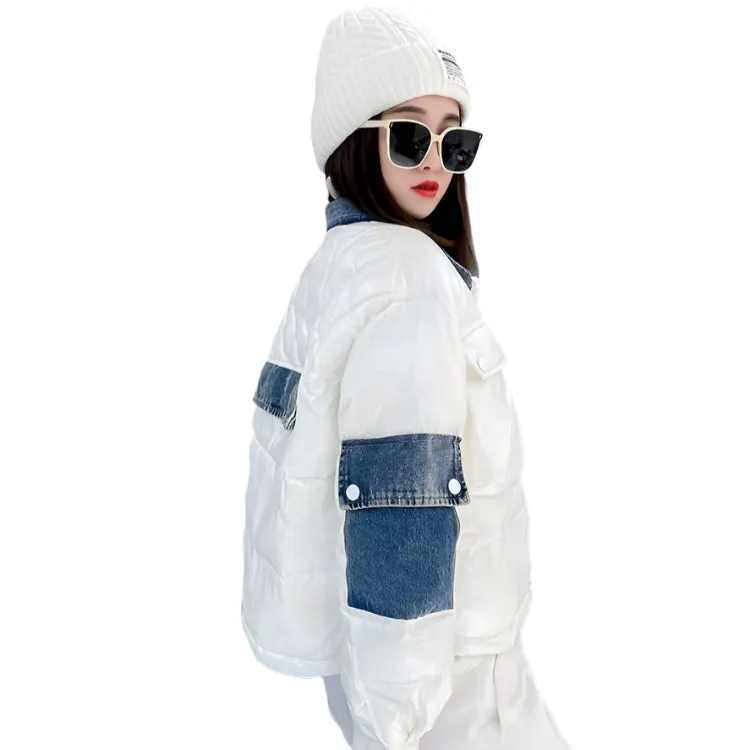 Patch Denim Puffer Coat