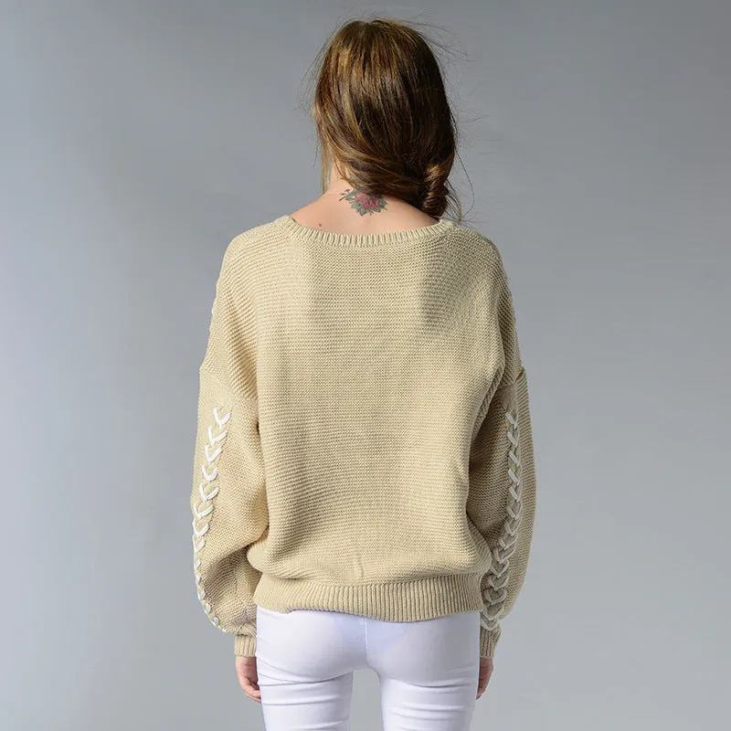 Personality Weaving Round Neck Long Sleeve Sweaters