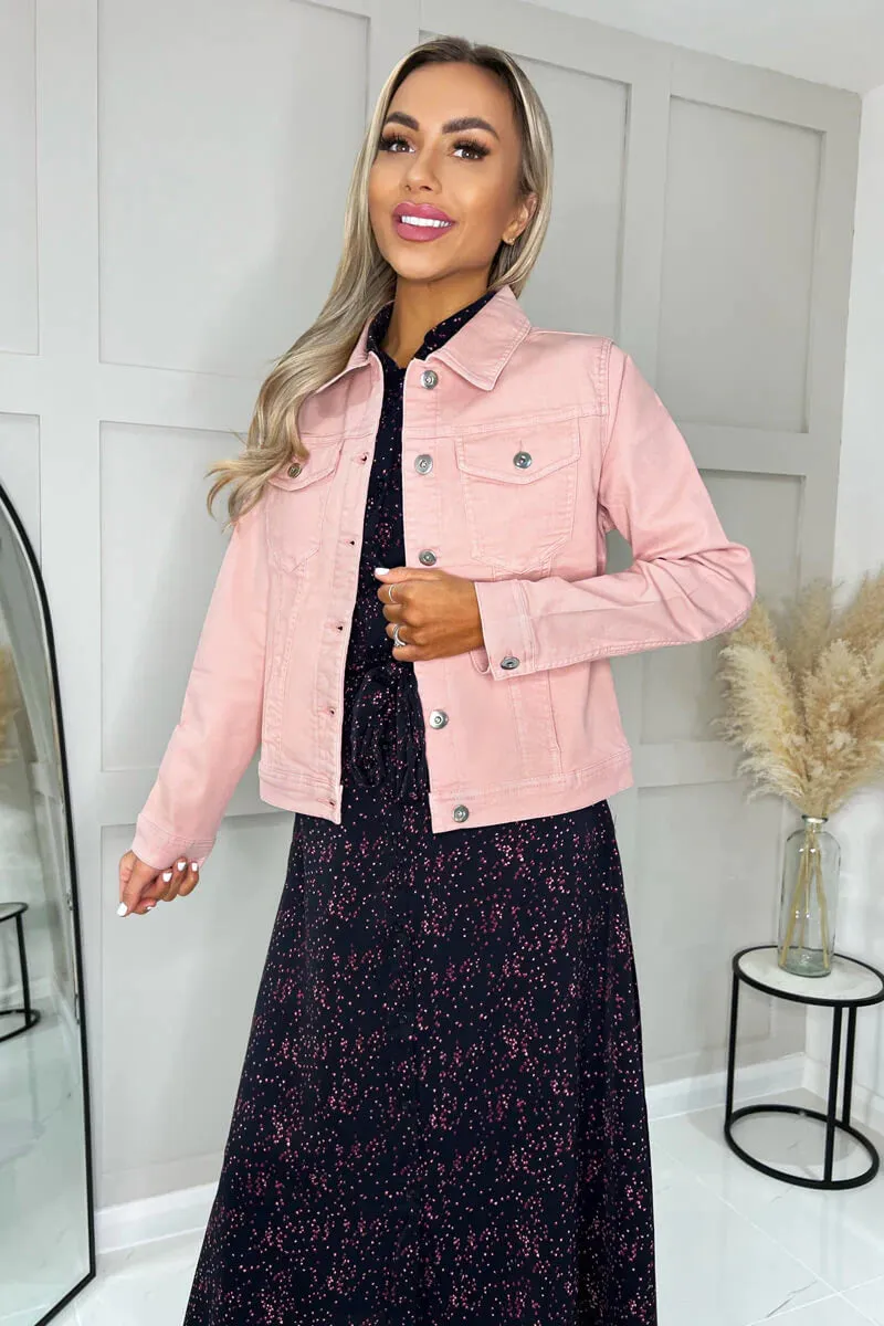 PINK COTTON STRETCH DENIM JACKET