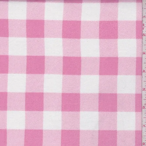 Pink/White Buffalo Plaid Jersey Sweater Knit Fabric