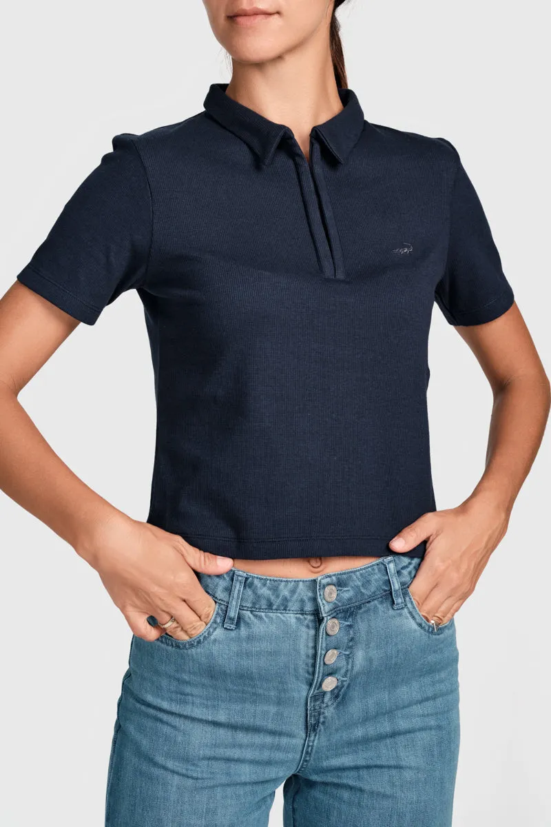 Plain Casual Top Navy