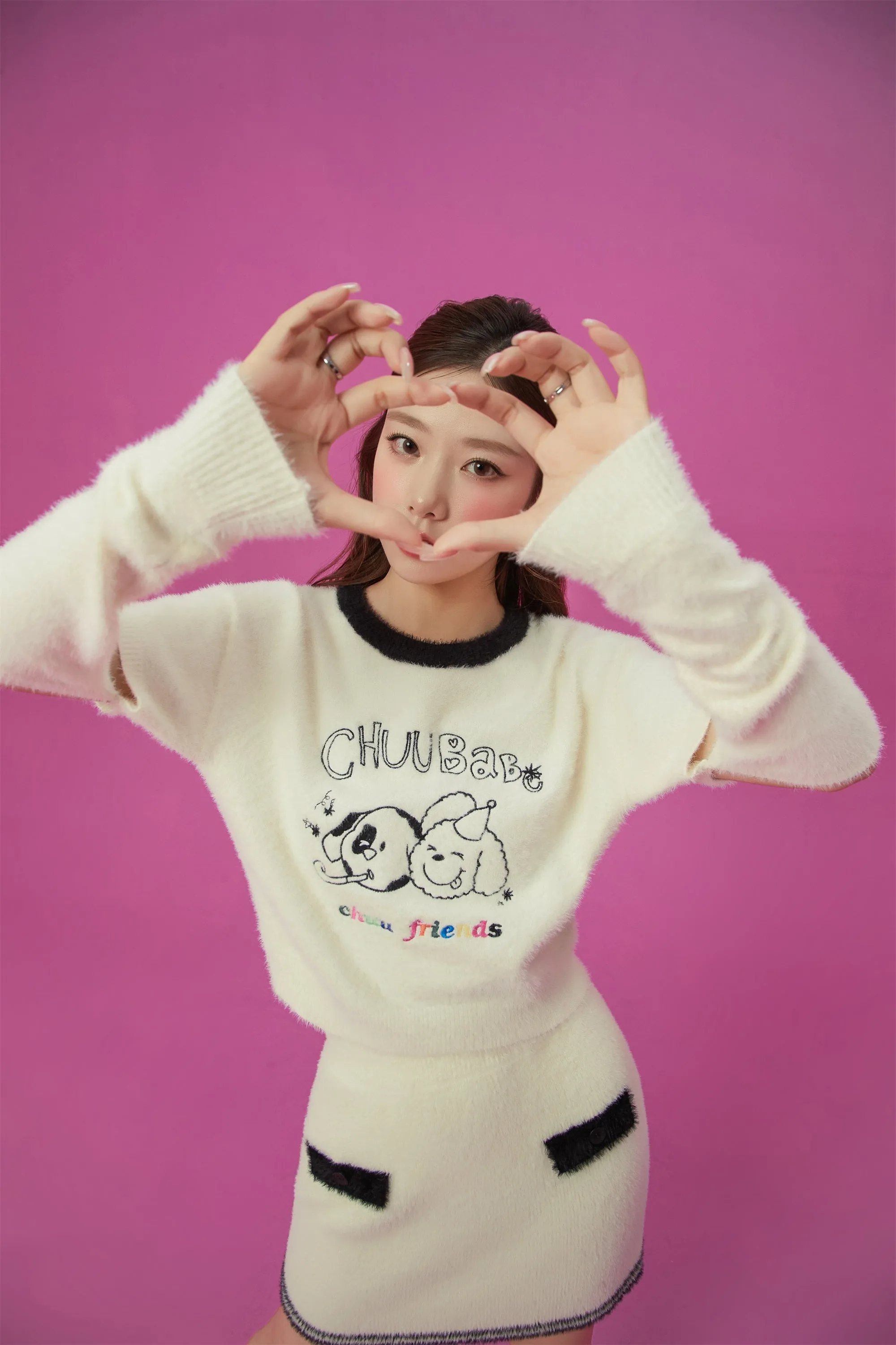 Puppy Character Cutout Knit Sweater