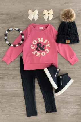 "Comfy & Cozy" Mauve Knit Legging Set