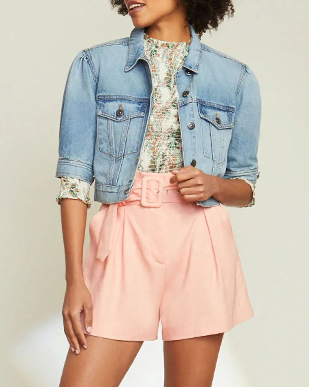 Raina Short Sleeve Denim Jacket in Keystone