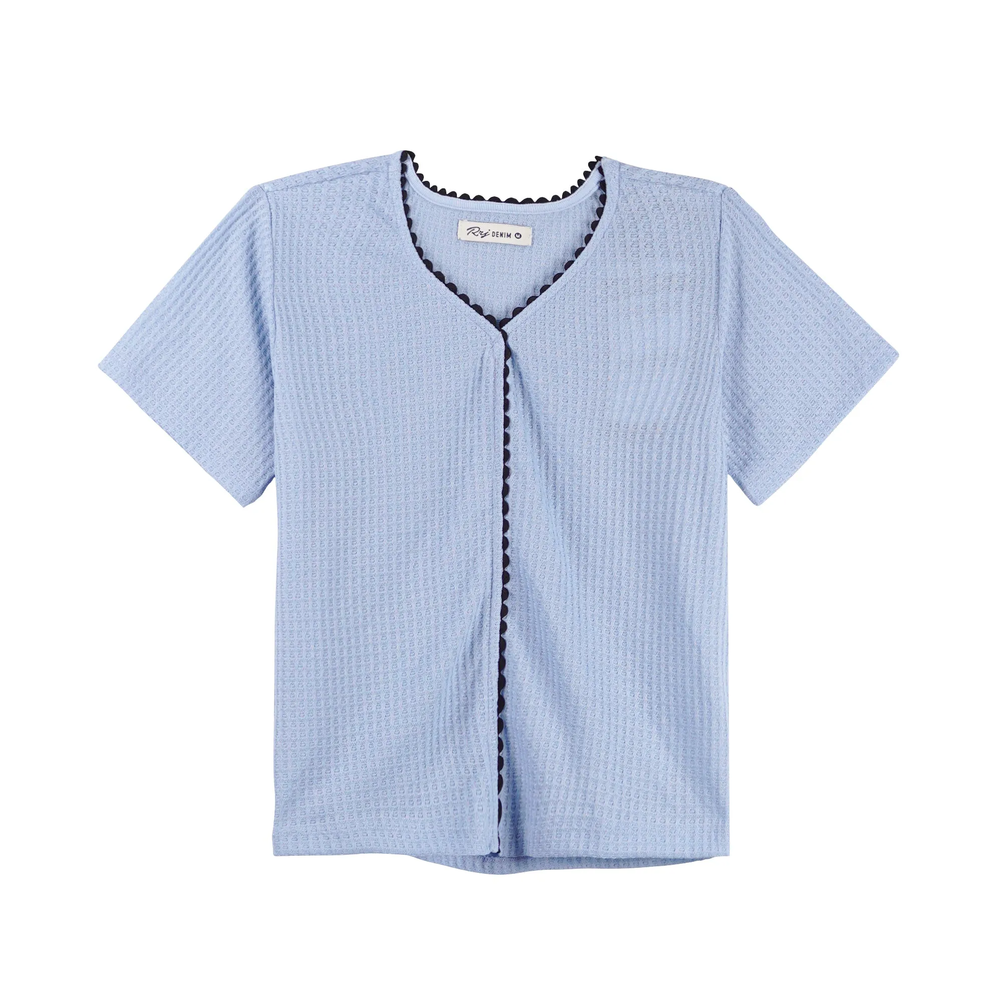 RRJ Basic Tees for Ladies Boxy Fitting Shirt Trendy fashion Casual Top Blue T-shirt for Ladies 143472 (Blue)