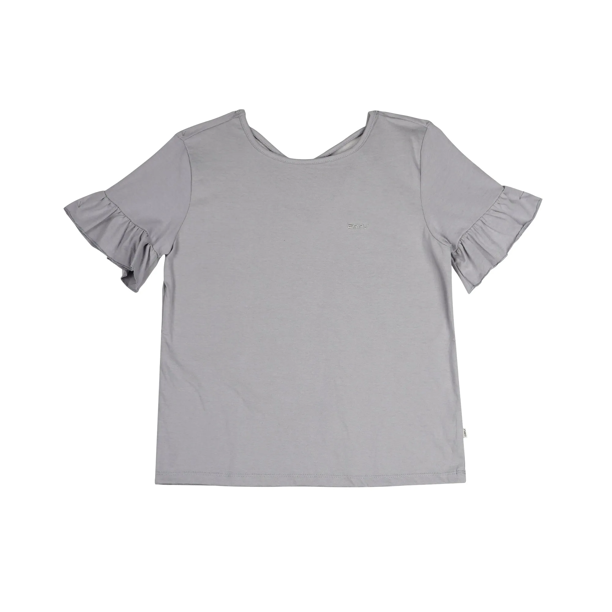 RRJ Basic Tees for Ladies Slim Fitting Ribbed Fabric Trendy fashion Casual Top Gray Tees for Ladies 141023 (Gray)